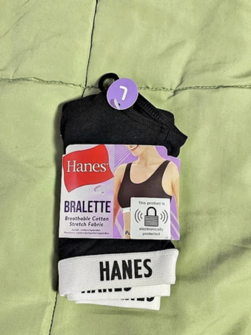 Hanes Cotton Stretch Bralette Black